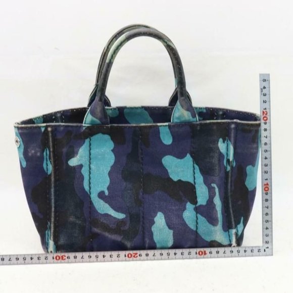 Prada Blue Camouflage Print Canapa Style Cross Body Satchel - Picture 6 of 8